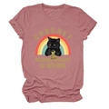 Détail du t-shirt vieux rose avec motif chat au crochet et texte humoristique - S / Hauts / Or rose