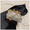Light blue landscape embroidered silk handbag with vintage gold metal frame and chain - Light Blue (Landscape Jacquard)