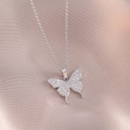 Sparkling butterfly pendant necklace with zircon crystals on premium silk fabric - Butterfly Style (X3622)