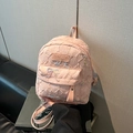 Pink quilted mini backpack with bead bow detail and adjustable straps for girls - No Pendant / Small / Pink