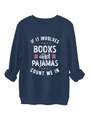 Détail du sweat-shirt en polaire bleu marine avec texte blanc et graphisme de livre - Bleu Marine