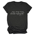 T-shirt femme gris foncé col rond avec illustration florale et citation inspirante - Gris Chiné (Police Blanche)