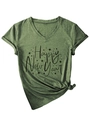 Détail de l'inscription Happy New Year et des étoiles sur un t-shirt vert à col en V - S / Vert Olive (Police Noire)