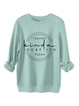 Detail of mint green sweatshirt with IDGAF-ISH text print and ribbed cuffs for casual style - Light Green