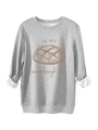 Detailopname van grijze sweater met zachte fleecevoering en geribbelde mouwmanchet - S / Lichtgrijs
