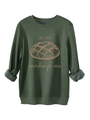 Detail van de dikke fleecevoering aan de binnenkant van het groene Sourdough Era sweatshirt - S / Legergroen