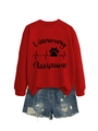 Mise à plat du sweat rouge Assistant Vétérinaire avec patte de cœur et short en jean - S / Sweat-shirt Rouge (Police Noire)