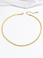 Detailed view of flat gold snake chain necklace with lobster clasp and extension - Necklace