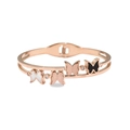 Detail of rose gold butterfly bangle featuring frosted finish and mother of pearl inlay - Rose Gold
