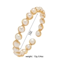 Handgefertigter offener Perlenarmreif mit Golddraht, 6,2cm Durchmesser, 13g Gewicht - Süßwasserperlenarmband (TS0401)