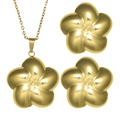 Goldenes Schmuckset mit 3D-Blumenanhänger und Ohrsteckern, hochglanzpolierter Edelstahl - Spiegel-Fünfblättriges-Blumenstil (STJS2541)