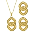 Vintage-Schmuckset aus Edelstahl mit gedrehter Halskette und geometrischen Ohrringen - Spiral-Ineinandergreifender Doppelringstil (STJS2547)