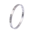 Bracciale rigido argento con motivi a cuore e zirconi tondi scintillanti incastonati - Cuore Argento (TT0049)