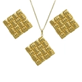 Goldenes Schmuckset mit quadratischem Webmuster aus Halskette und Ohrringen - Gewebter Quadratischer Stil (STJS252)