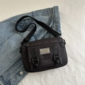 Petit sac bandoulière noir avec sangle en nylon réglable et design à double boucle - Noir