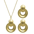 Goldenes Vintage-Relief-Schmuckset mit Halskette und Ohrringen in geripptem Design - Vintage Reliefring-Stil (STJS2526)