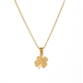 Minimalist gold four-leaf clover pendant necklace with detailed veins on a white background - Lucky Clover Style / Gold