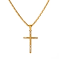Collana con ciondolo a croce dorata classica con zirconi su una delicata catena a maglia - Collana Croce con Zirconia Oro