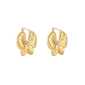 Elegant gold butterfly stainless steel earrings with textured finish and hoop closure - Butterfly Texture Style (STE2441-GO)