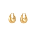 French vintage drop hoop earrings in polished gold finish with minimalist arc design - Teardrop Style (STE2438-GO)