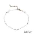 Dettaglio del bracciale in acciaio inossidabile con perle e catena di estensione da 3 cm - Bracciale di Perle e Perline Sfaccettate Blu Chiaro