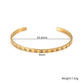 Polished gold stainless steel geometric cuff bracelet with cubic zirconia inlays - Gold Style (STB25116-GO)