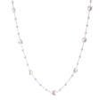 Elegant stainless steel necklace with white pearls and heart charms on a silver chain - Steel Color Heart Plastic Bead Necklace