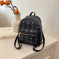 Schwarzer Mini-Rucksack aus Kunstleder mit Bärenmuster und goldenen Metall-Zippern - Schwarz
