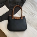 Sac cabas bicolore noir et marron texture grainée idéal pour le bureau quotidien - Noir