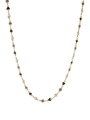 Detail of gold necklace featuring black, white and grey enamel heart-shaped pendants - Black White Grey (Gold Chain)