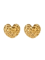 Gehamerde gouden hartvormige oorknopjes voor dames met getextureerde vintage afwerking - Gehamerd Hart Knop Oorbellen Goud