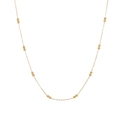 Collar minimalista de doble cuenta dorada con eslabones finos de cadena cruzada - Dorado