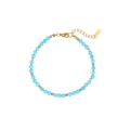 Light blue faceted crystal bead bracelet with gold accents and adjustable lobster clasp - Light Blue (STB2439-GO-BTB)