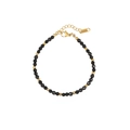 Böhmisches Perlenarmband mit schwarzen Facettensteinen, Goldperlen und Karabiner - Gold & Schwarz Facettierte Perlen (STB2439-GO-BL)