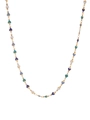 Golden necklace with colorful enamel heart charms in white, light blue and navy blue - Blue White Cyan (Gold Chain)