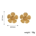 18K gold plated chunky flower earrings with textured petals and dimension measurements - Five-Petal Flower Earrings