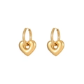 Orecchini a cerchio a cuore in oro lucido dal design geometrico minimalista da donna - Orecchini a Cerchio Cuore Cavo Oro