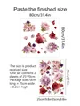 Size guide for peony wall stickers showing set dimensions of 80x80cm and two 25x70cm sheets - 25*70cm * 2PCS