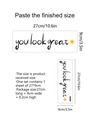 Detail view of You Look Great wall sticker dimensions 27x9cm with sun icon - You Look Great Style (CT6006-ZY)
