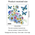 Detailweergave van bloemen en vlinders PVC toiletstickers met afmetingen van 25x25cm - Blauw Madeliefje Vlinder Stijl (MS4137A-ZC)