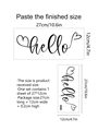 Detail of Hello script wall sticker showing installation size 27x12cm on white background - Hello Style (CT6009-ZY)