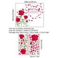 Red rose and butterfly wall decals with heart shaped petals floral wall stickers - Red Rose Style (MS4133) / MS4133