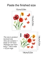 Dimensions détaillées pour sticker mural interrupteur fleurs de pavot et papillon - 14*14cm