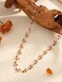 DIY jewelry chain with pink glitter cherry charms and golden stainless steel links - Gold Pink Cherry Necklace