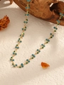 304 stainless steel gold chain necklace featuring blue glitter cherry pendants - Gold Blue Cherry Necklace