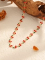 304 stainless steel cherry pendant chain with red enamel and gold plating - Gold Red Cherry Necklace