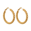 Pendientes de aro dorados retorcidos con diseño de espiral texturizada para mujer - Plisado en U / Dorado