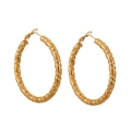 Pendientes de aro retorcidos dorados con diseño de espiral bohemia para mujer - Plisado en U / Dorado