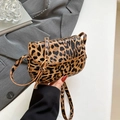 Handheld mini leopard print saddle bag for women with elegant metal buckle detail - Leopard Print
