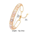 Bracciale artigianale in filo dorato con perle miste ed estensione con cuore - Stile Perla d'Acqua Dolce Rosa (TS0434)
